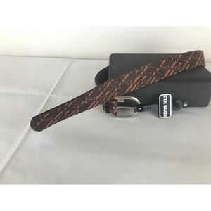 Women's Steve Madden logo brown Belt sliver buckle New Size S
